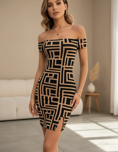 Vestido Mujer Sexy Bodycon Mini Hombros Descubiertos | Meses sin interés