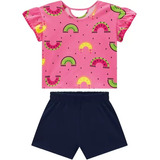 Roupa Infantil Conjunto Verão Cropped Short Kyly Menina  Nº4