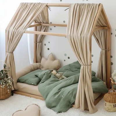 Set 2 Cortinas Para Cama Montessori Pabellon Casita Flannel