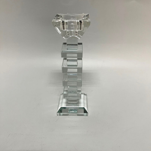           Candelabro 20cm Cristal Bloques Cuadrado