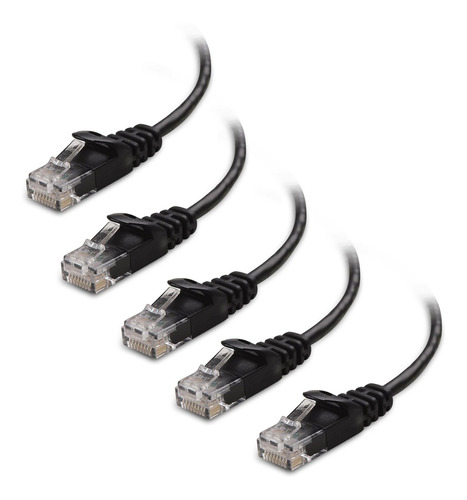 Paquete De 5 Cables Ethernet Snagless Cat 6, Cat6 Delga...