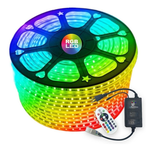 Mangueira Led 5050 Rgb Colorido Chata 3m C/ Fonte E Controle