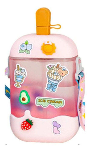 Cantimplora Helado Botella De Agua Kawaii 400ml Con Stickers