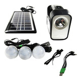 Kit De Camping Solar, Luz Emergencia Cargador Y 3 Ampolletas