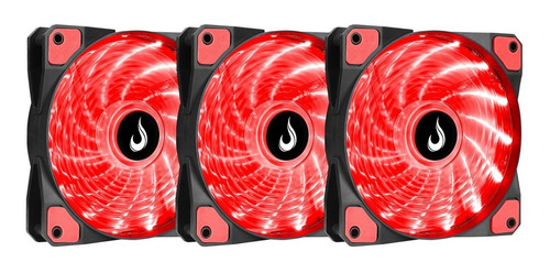 Kit 3 Cooler Fan Rise Mode Wind 120mm Led Vermelho R