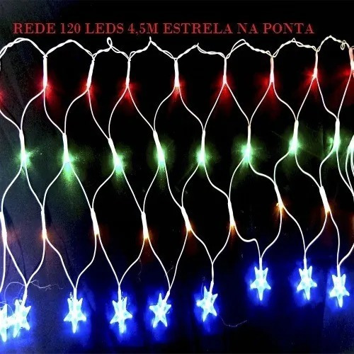 Pisca Pisca Cascata Estrela Ponta 120led 8 Função 4,5 Metros