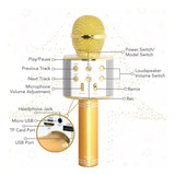 Micrófono Inalámbrico Portátil Bluetooth Karaoke Dorado