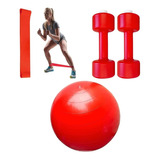 Kit Pilates Pelota 75 Cm Banda Elastica Mancuernas Soga Gym