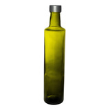 Botella Vidrio Aceite 500 Cc Redonda Verde Tapa Inserto X 60