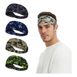 Set De 4 Bandas Diadema Hombre Cabello Sudor Deportiva 