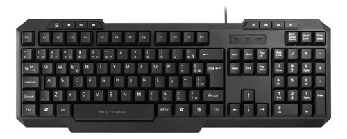 Teclado Multimidia Slim Preto Usb Multilaser Tc206 Idioma Português Brasil