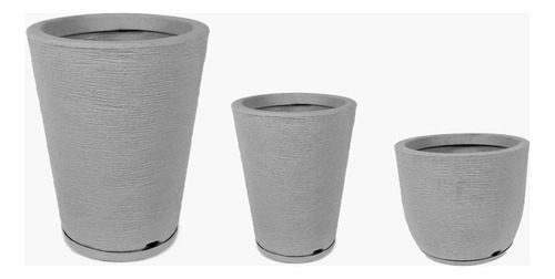 Jogo Vaso De Planta Com Prato Moderno Luxo Kit 3 Vasos Flor