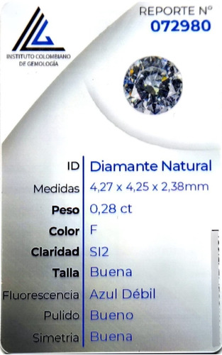 Diamante Natural Certificado 0.28ct 