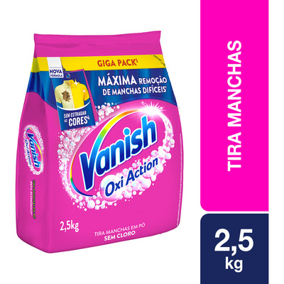 Tira Manchas Vanish Em Pó Oxi Action Para Roupas Coloridas Refil 2,5kg