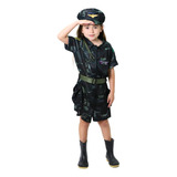 Disfraz Vestido Piloto Aviador Top Gun Con Gorro Para Niña