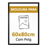 Moldura Para Quadro Arte Imagem 60x80 Cm Com Proteção Petg Cor Preto