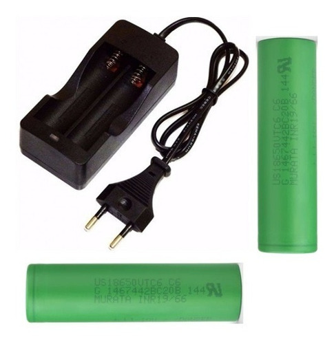 Carregador Duplo P/ Baterias 18650 +2 Baterias 3,7v 2500mah