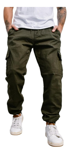 Pantalon Cargo Jogger Hombre Con Bolsillos Talles Amplios