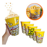 Kit 5 Potes De Pipoca 2lt Grande Plástico Copo Balde Popcorn