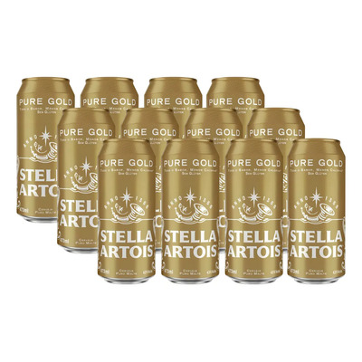 12un Cerveja Stella Artois Pure Gold Latão 473ml Sem Glúten | Frete grátis