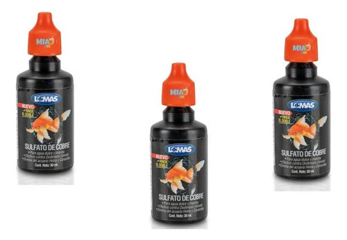 3 Pzas De Sulfato De Cobre 30 Ml C/u Peces Acuario