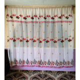 Cortinas Navideñas De Tela Bordados Decoradon Navideña