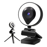2k Streaming Webcam Para Portatil Con Microfono Anillo Luz H