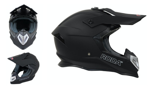 Casco Cross Roda Tornado Negro Mate Certificado Dot Calidad