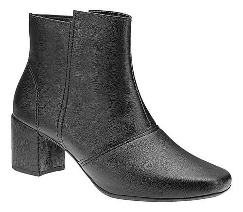 Bota Coturno Feminina Salto Grosso Bico Quadrado Cano Curto