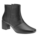 Bota Coturno Feminina Salto Grosso Bico Quadrado Cano Curto