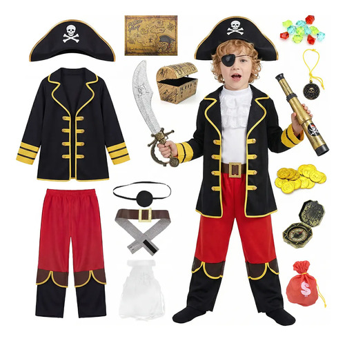 Disfraz Infantil De Pirata Para Niño 33 Piezas