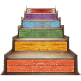 Increíble Pared 3d Como Escaleras Impresas De Madera Colorid