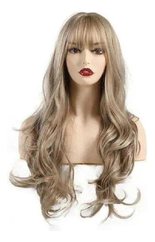 Peluca Sintética Larga Rizada Cabello Cosplay Rubia Natural