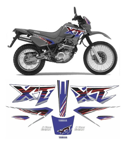 Kit Adesivos Yamaha Xt600 1998 Azul E Branca 00747