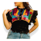 Blusa Top Bordada Mexicana Modelo Botón Colibrí