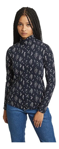 Playera Cuello Alto Manga Larga Holly Land Marino Para Dama