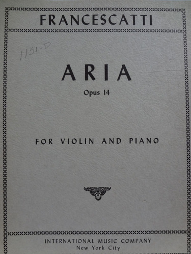 Partitura Violino E Piano Francescatti Aria Opus 14