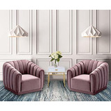 Sillón Club De Terciopelo Con Diseño Contemporáneo, Rosa