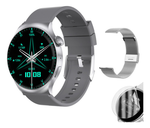 Smartwatch Dt4 Mate Gris Plateado Doble Malla Y Film