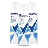 Kit 3 Desodorantes Femininos Rexona Cotton Dry 72hrs 150ml