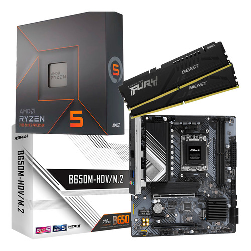 Kit Amd Ryzen5 7600x  + Asrock B650m-hdv M2 + 16 Gb Ddr5