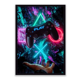 Quadro Quarto Gamer Nerd Geek Jogos Videogames Moldura 63x43