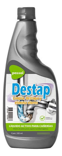 Destapa Y Elimina Olor Cañerias Desagues Destap 500ml Passol