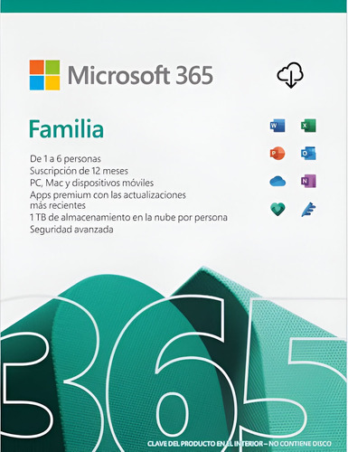 Microsoft Office 365 Family. 12 Meses. 6 Usuarios