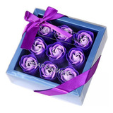 6 Juego De Jabón De Rosas Florales Artificiales En Púrpura