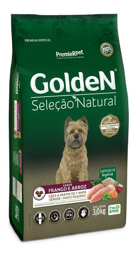 Golden Senior Seleção Natural 3 Kg Sabor Frango Cães Adultos