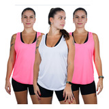 Conjunto 3 Camisetas Feminina Várias Cores Regata Nadador