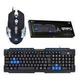 Kit Mouse Escritório Gamer Profissional + Teclado Azul Grifo