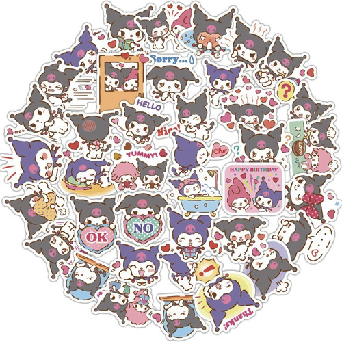 Kuromi Sanrio 50 Calcomanias Stickers Pvc Hello Kitty