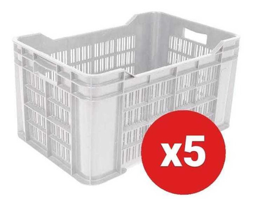 Cajones De Plastico Reforzado Grande Blanco (cosechero) X 5